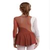 JEATHA Kids Girls Figure Ice Skating Dress Leotard Gymnastics Long Sleeve Color Block Mesh Rhinestones Dance Costume Reddish Brown E 8 Years view 2
