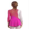 JEATHA Kids Girls Figure Ice Skating Dress Leotard Gymnastics Long Sleeve Color Block Mesh Rhinestones Dance Costume Rose E 8 Years view 2