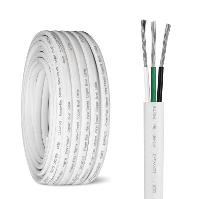 Kimbluth 12 Gauge Triplex Marine Wire Tinned Copper Boat Cable, 100ft 12 AWG Standard USA OFC Oxygen Free Copper Wire for Automotive Boat Speakers Solar Outdoors