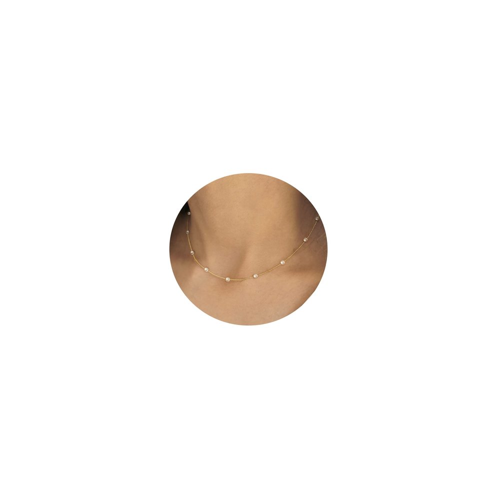 Gold Pearl Necklace for Women, 14K Gold Plated Pearl Necklaces for Women Trendy Simple Pearl Chain Beaded Necklace Dainty Pearl Choker Necklace for Women Gold Jewelry Gifts