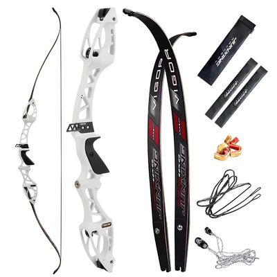 68 Inch Takedown Recurve Bow 20-40 Lbs F Interface Bow Riser and Limbs Aluminum Competition Athletic Bow for RH Hunting Shooting (20 Lbs, White)