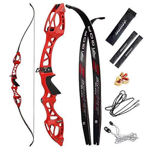68 Inch Takedown Recurve Bow 20-40 Lbs F Interface Bow Riser and Limbs Aluminum Competition Athletic Bow for RH Hunting Shooting(36 Lbs, Red)