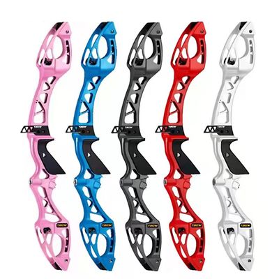 25" Recurve Bow Riser F Interface Takedown Bow Handle Aluminum Alloy Bow Riser for Archery Competition Hunting Right Handed (Red)