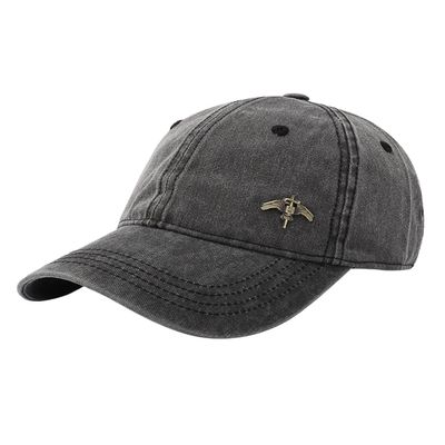 Marotow Denim Baseball Cap with a Badge, Adjustable Denim Jean Hat for Unisex (Dark Grey)