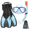 KUYOU Youth Snorkel Set for Ages 7-16 - Anti-Fog Mask, Full Dry Top Snorkel, Adjustable Fins - Premium Quality, Comfortable and Durable Set for Teen Snorkelers (Sea Sky Blue) view 1