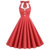 1950s Dresses for Women Vintage Plaid Halter Dress Summer A Line Midi Cocktail Evening Party Dress 50s Style Halter Dresses for Women Retro Audrey Hepburn Dresses 50s Dresses Button Red XL view 1