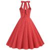 1950s Dresses for Women Vintage Plaid Halter Dress Summer A Line Midi Cocktail Evening Party Dress 50s Style Halter Dresses for Women Retro Audrey Hepburn Dresses 50s Dresses Button Red XL view 3