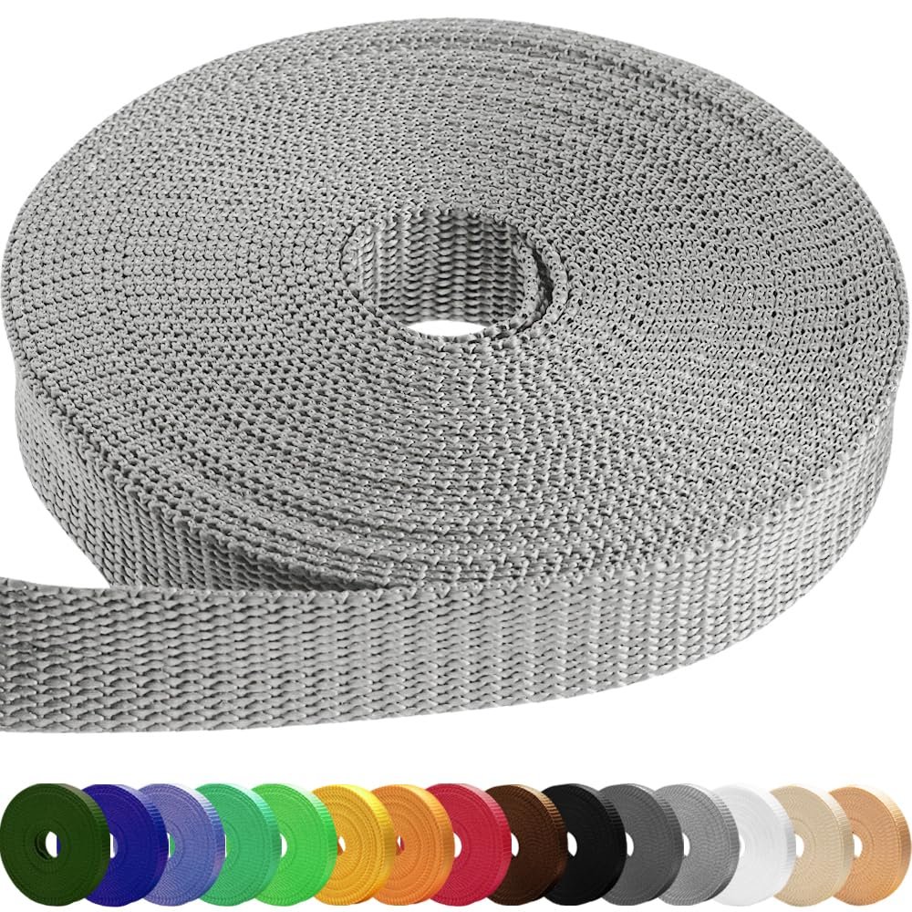 TECEUM 1 Inch Webbing  Light Gray  25 Yards  1 Webbing for Outdoors Indoors Crafting DIY nw