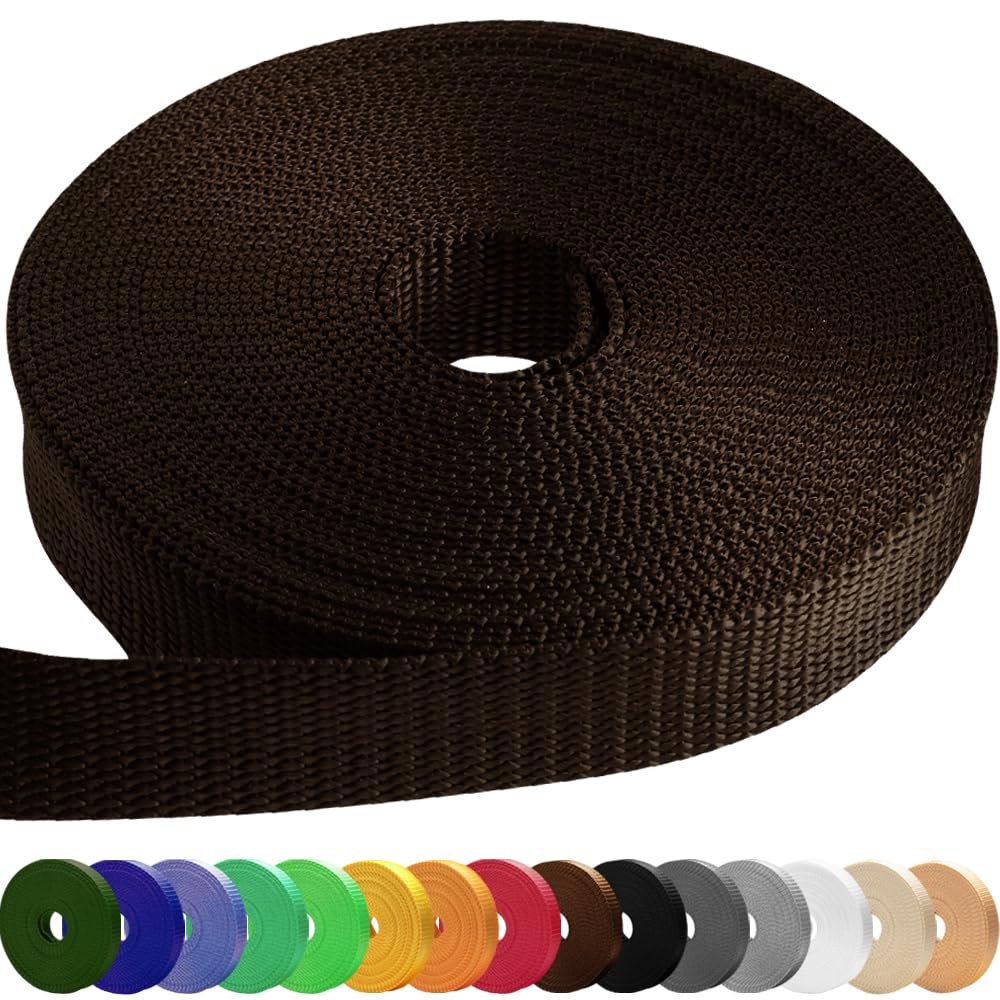 TECEUM 1 Inch Webbing  Dark Chocolate  10 Yards  1 Webbing for Outdoors Indoors Crafting DIY nw