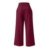 XUNRYAN Linen Wide Leg Pants Women Summer Cotton Boho Palazzo Pants High Waisted Flowy Beach Trousers Pockets Travel Outfits Wine view 4