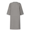 BAXLIMEK Cotton Linen Dresses for Women,2023 Spring Summer Casual Loose V Neck 3/4 Sleeve Midi Dress,Trendy Elegant Plain Boho Beach Dress Hawaiian Vacation Resort Outfits(E-Gray,2XL) view 4