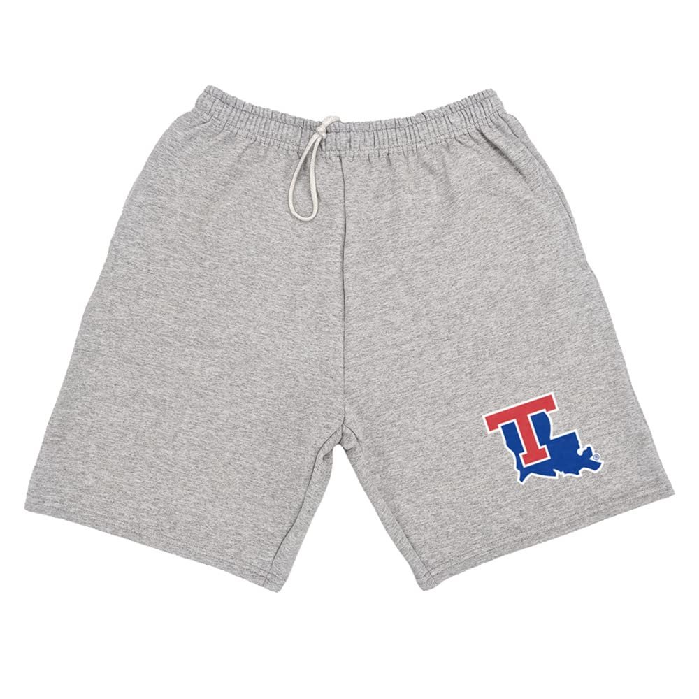 Campus Lab Louisiana Tech University Mens Sweat Shorts Primary Logo, Athletic Heather, Small