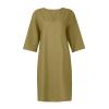 BAXLIMEK Cotton Linen Dresses for Women,2023 Spring Summer Casual Loose V Neck 3/4 Sleeve Midi Dress,Trendy Elegant Plain Boho Beach Dress Hawaiian Vacation Resort Outfits(E-Khaki,3XL) view 3
