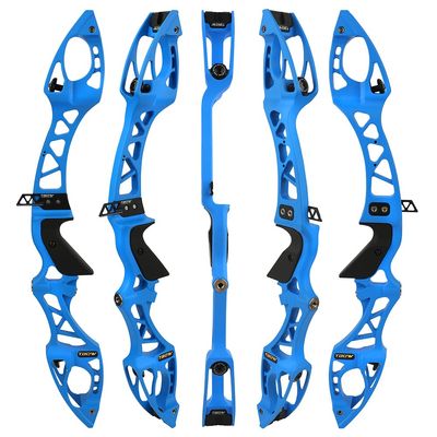 25" Recurve Bow Riser F Interface Takedown Bow Handle Aluiminum Alloy Bow Riser for Archery Competition Hunting Right Handed(Blue)