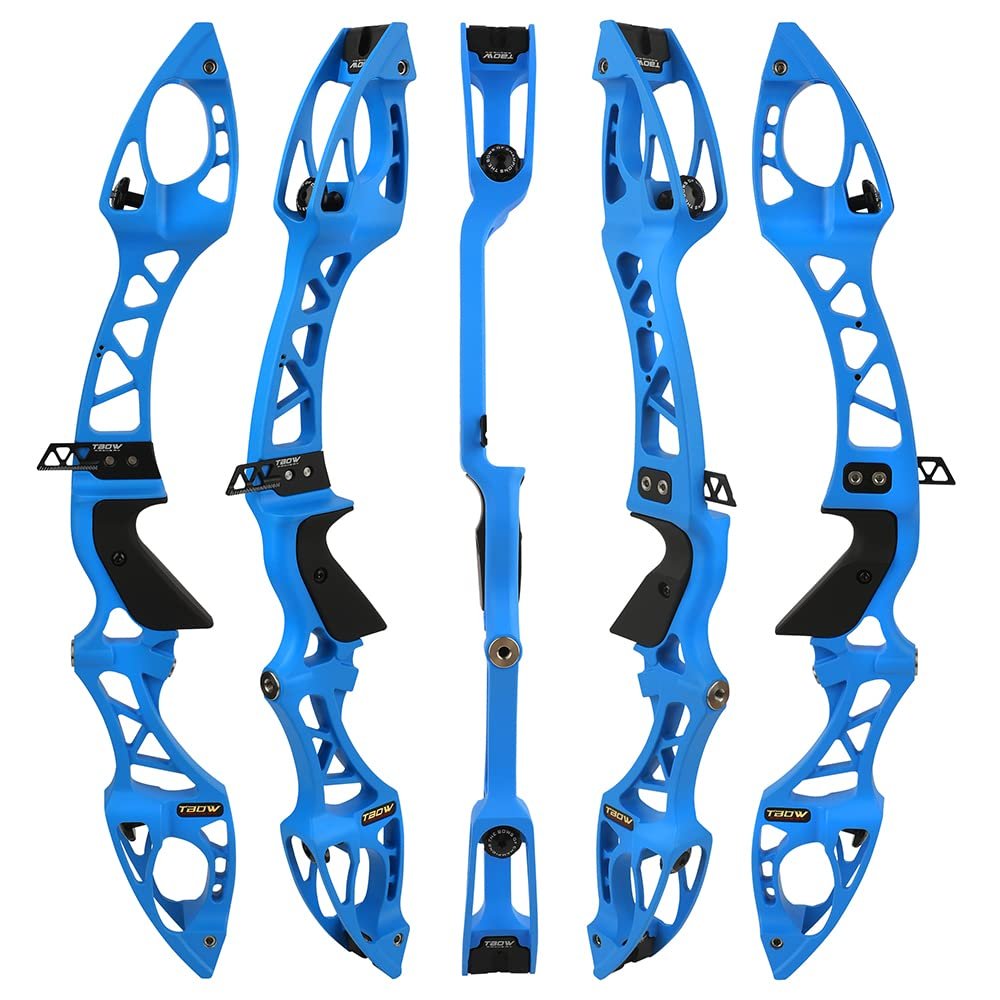 25" Recurve Bow Riser F Interface Takedown Bow Handle Aluiminum Alloy Bow Riser for Archery Competition Hunting Right Handed(Blue)