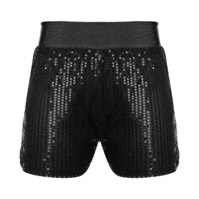 Agoky Kids Girls Shiny Sequins Dance Shorts Hip Hop Jazz Dance Performance Costume Athletic Tumbling Yoga Shorts Bottoms Black A 5-6 Years