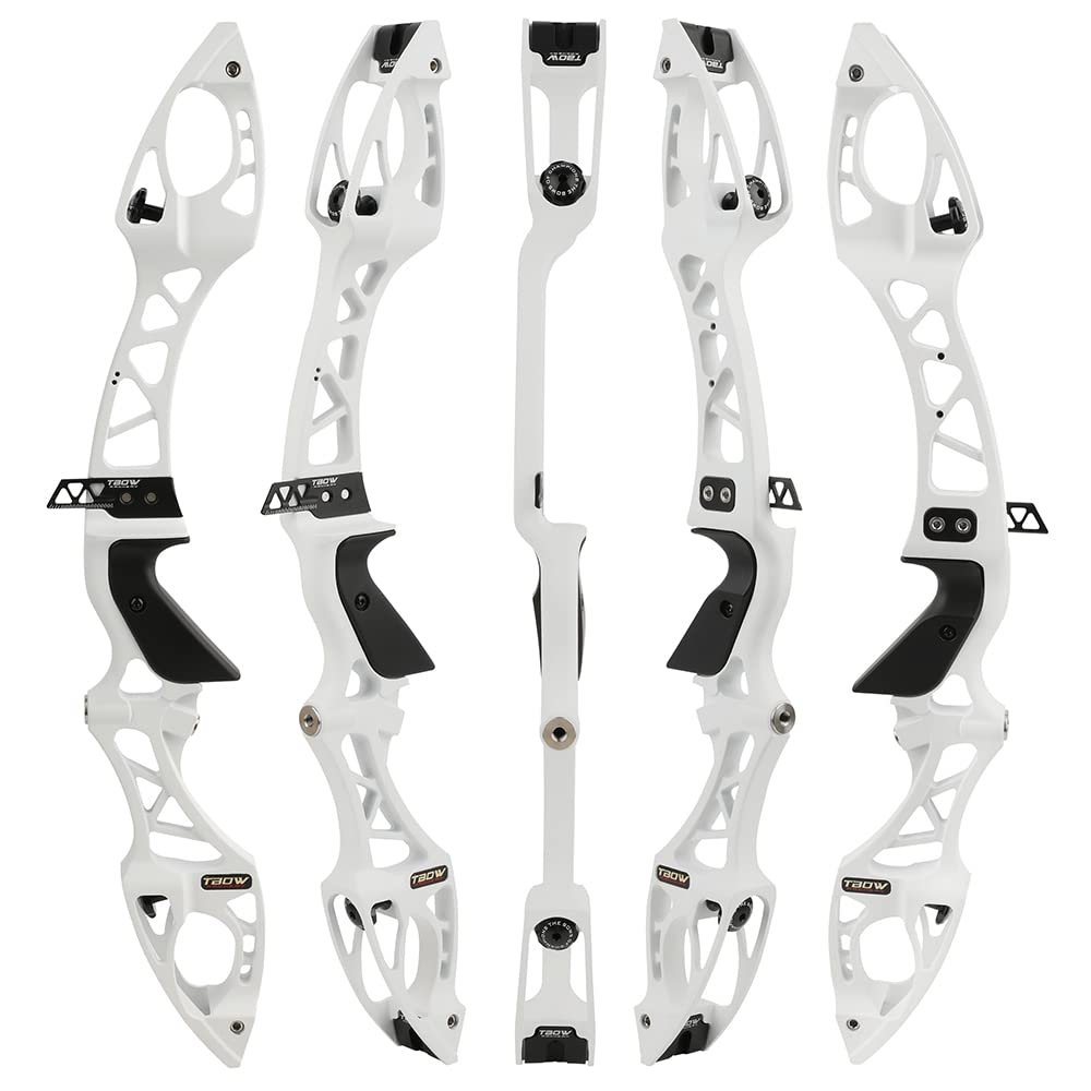 25" Recurve Bow Riser F Interface Takedown Bow Handle Aluiminum Alloy Bow Riser for Archery Competition Hunting Right Handed (White)