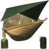 Portable Travel Hammock, Outdoor Camping Hammock with Mosquito Net and Sun Shelter, Double Parachute Swing Chair (Color : Army Green and Green) view 2