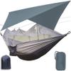 Portable Travel Hammock, Outdoor Camping Hammock with Mosquito Net and Sun Shelter, Double Parachute Swing Chair (Color : Army Green and Green) view 3