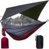 Portable Travel Hammock, Outdoor Camping Hammock with Mosquito Net and Sun Shelter, Double Parachute Swing Chair (Color : Army Green and Green) view 4