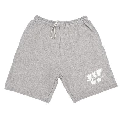 Campus Lab Washburn University Mens Sweat Shorts Primary Logo, Athletic Heather, Large