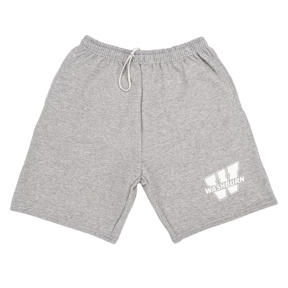Campus Lab Washburn University Mens Sweat Shorts Primary Logo, Athletic Heather, Large