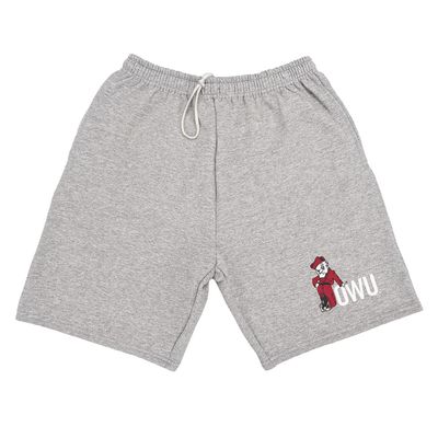 Campus Lab Ohio Wesleyan University Mens Sweat Shorts Primary Logo, Athletic Heather, Large