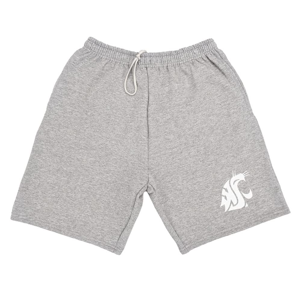 Campus Lab Washington State University Mens Sweat Shorts Primary Logo, Athletic Heather, Small