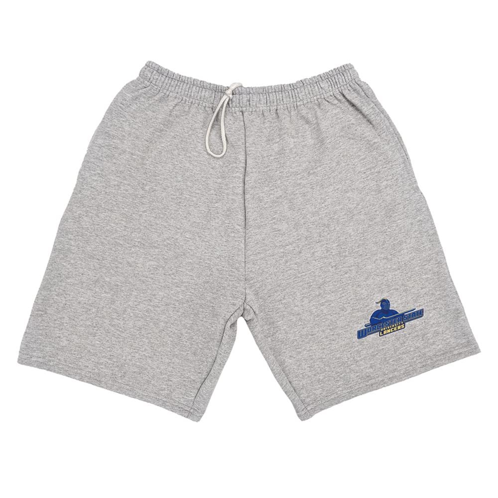 Campus Lab Worcester State Mens Sweat Shorts Primary Logo, Athletic Heather, Small