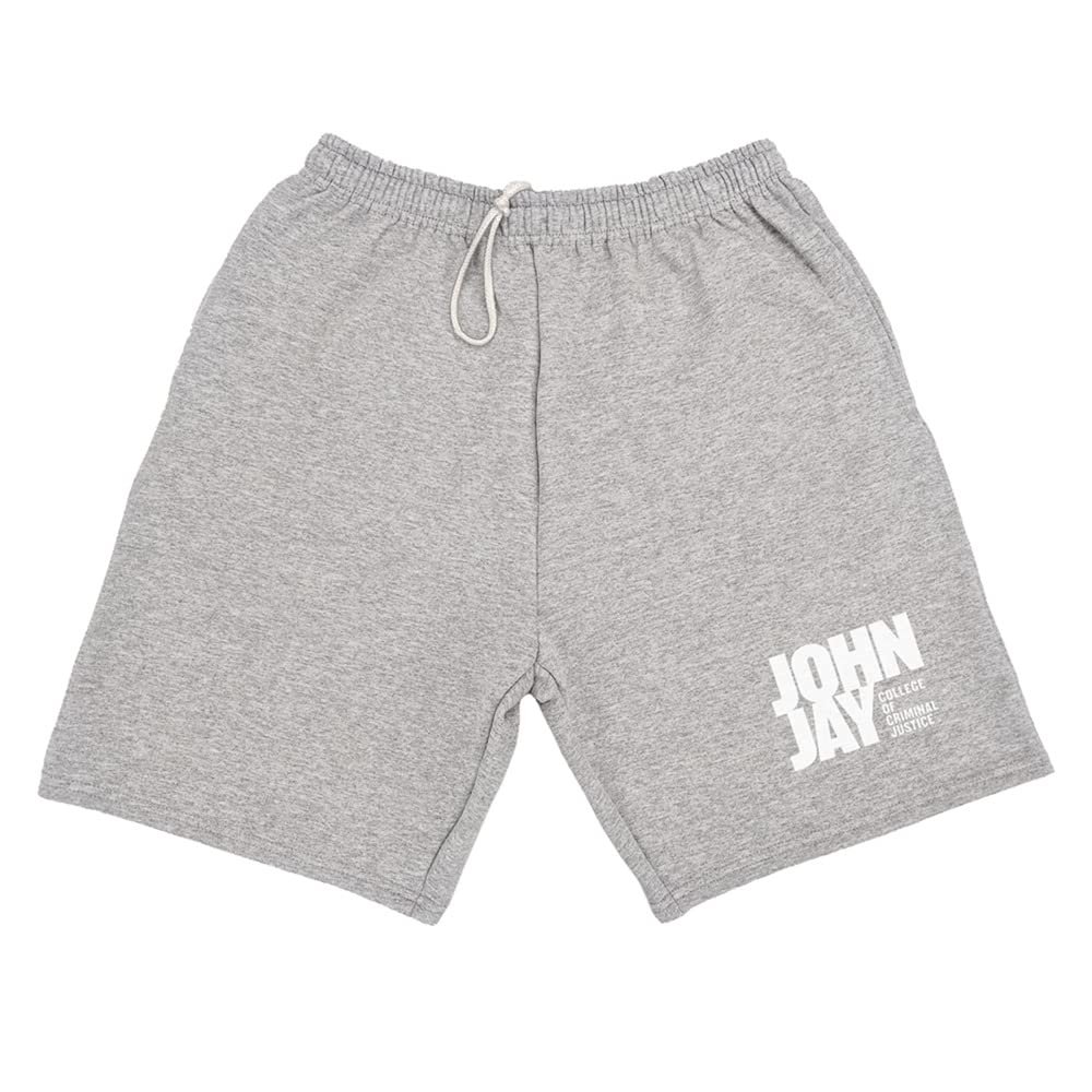 John Jay College of Criminal Justice Mens Sweat Shorts Primary Logo, Athletic Heather, Small