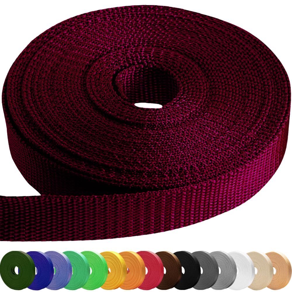 TECEUM 1 Inch Webbing  Burgundi  10 Yards  1 Webbing for Outdoors Indoors Crafting DIY nw