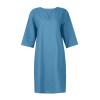 BAXLIMEK Cotton Linen Dresses for Women,2023 Spring Summer Casual Loose V Neck 3/4 Sleeve Midi Dress,Trendy Elegant Plain Boho Beach Dress Hawaiian Vacation Resort Outfits(E-Light Blue,L) view 3