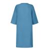 BAXLIMEK Cotton Linen Dresses for Women,2023 Spring Summer Casual Loose V Neck 3/4 Sleeve Midi Dress,Trendy Elegant Plain Boho Beach Dress Hawaiian Vacation Resort Outfits(E-Light Blue,L) view 4