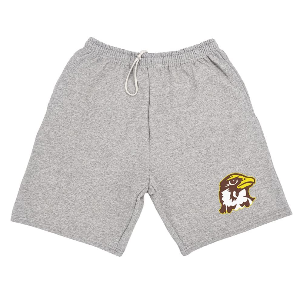 Campus Lab Quincy University Mens Sweat Shorts Primary Logo, Athletic Heather, Small