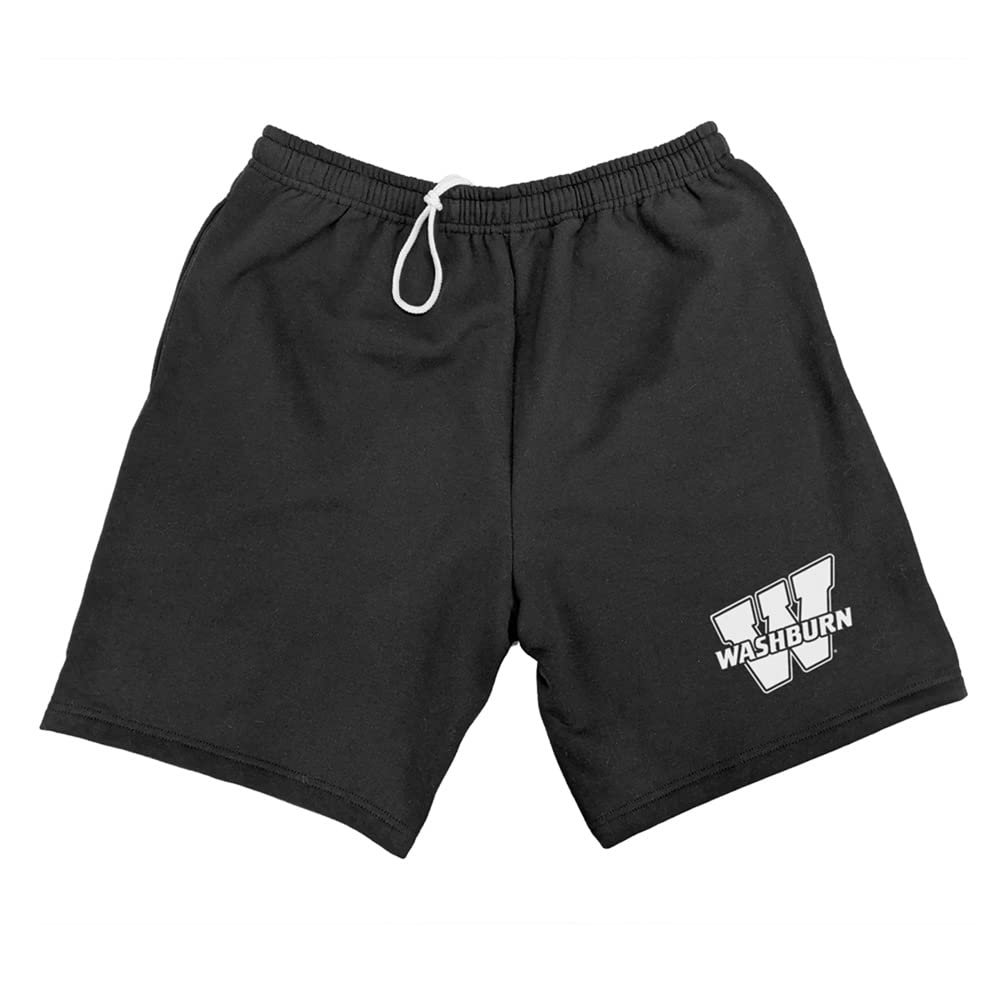 Campus Lab Washburn University Mens Sweat Shorts Primary Logo, Black, Small