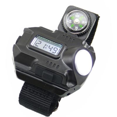 NATEFEMIN Flashlight LED Torch Compass Running Hiking Tactical LED Rechargeable Outdoor Sport Wrist Watch Adjustable Nylon Strap Accessories
