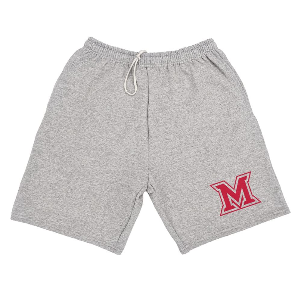 Miami University Oh Mens Sweat Shorts Primary Logo, Athletic Heather, Large