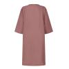 BAXLIMEK Cotton Linen Dresses for Women,2023 Spring Summer Casual Loose V Neck 3/4 Sleeve Midi Dress,Trendy Elegant Plain Boho Beach Dress Hawaiian Vacation Resort Outfits(E-Pink,L) view 3
