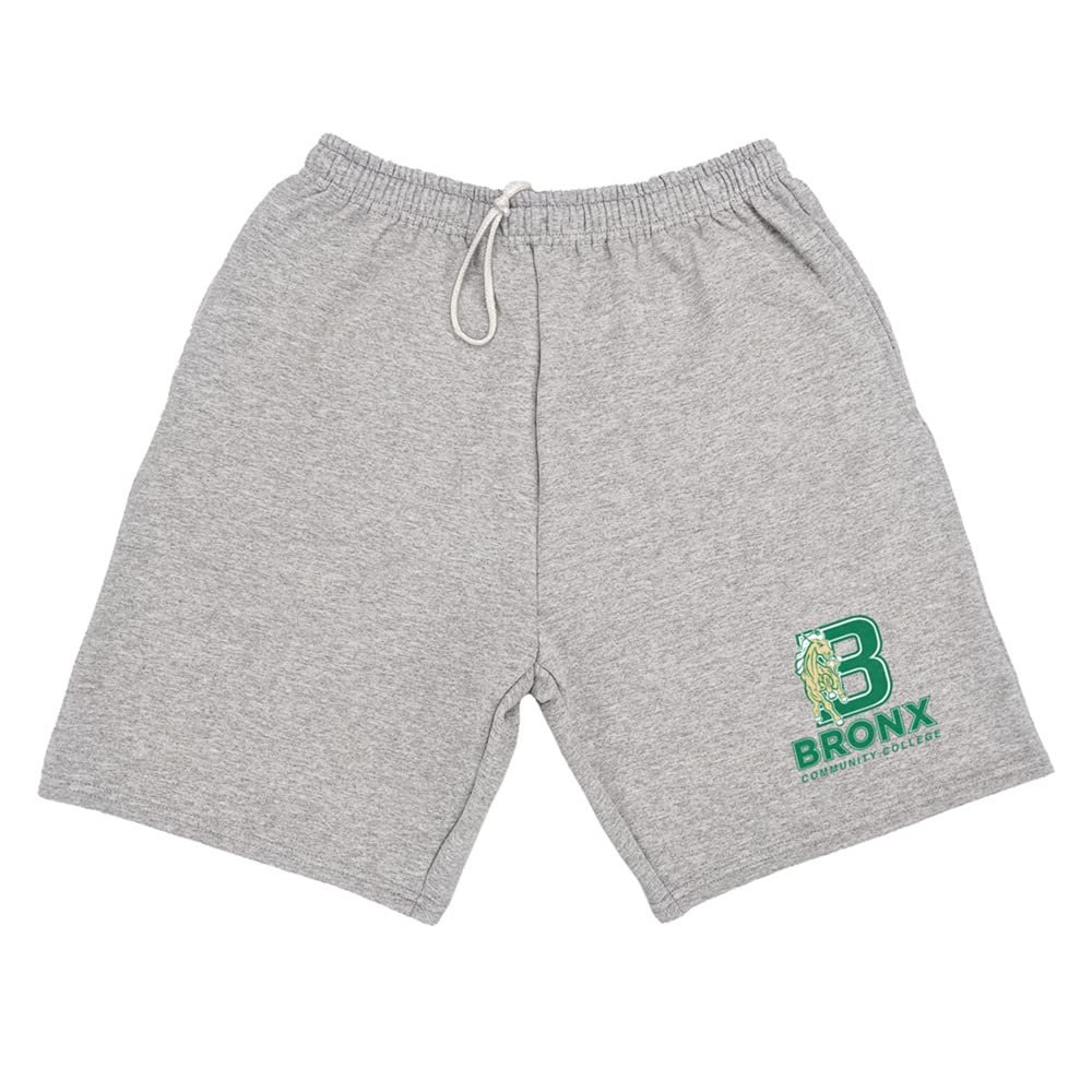 Bronx Community College Mens Sweat Shorts Primary Logo, Athletic Heather, Large