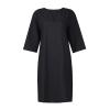 BAXLIMEK Cotton Linen Dresses for Women,2023 Spring Summer Casual Loose V Neck 3/4 Sleeve Midi Dress,Trendy Elegant Plain Boho Beach Dress Hawaiian Vacation Resort Outfits(E-Black,XL) view 3