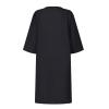 BAXLIMEK Cotton Linen Dresses for Women,2023 Spring Summer Casual Loose V Neck 3/4 Sleeve Midi Dress,Trendy Elegant Plain Boho Beach Dress Hawaiian Vacation Resort Outfits(E-Black,XL) view 4