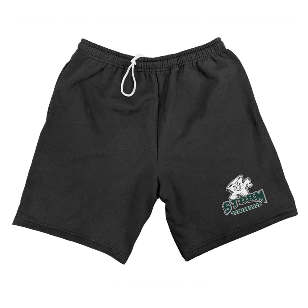 Campus Lab Lake Erie College Mens Sweat Shorts Primary Logo, Black, X-Large
