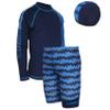 Daenrui Kids Boys Swimsuits UPF 50+ 2-Piece Swim Set Long Sleeve Rash Guard Shirt with Trunks Bathing Suit Blue+Hats 11-12 Years view 1