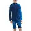 Daenrui Kids Boys Swimsuits UPF 50+ 2-Piece Swim Set Long Sleeve Rash Guard Shirt with Trunks Bathing Suit Blue+Hats 11-12 Years view 2