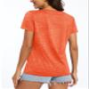 MAGCOMSEN Women's Outdoor Short Sleeve Shirts V Neck Quick Dry Athletic Moisture Wicking Gym Running Tops Orange S view 2