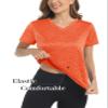 MAGCOMSEN Women's Outdoor Short Sleeve Shirts V Neck Quick Dry Athletic Moisture Wicking Gym Running Tops Orange S view 4