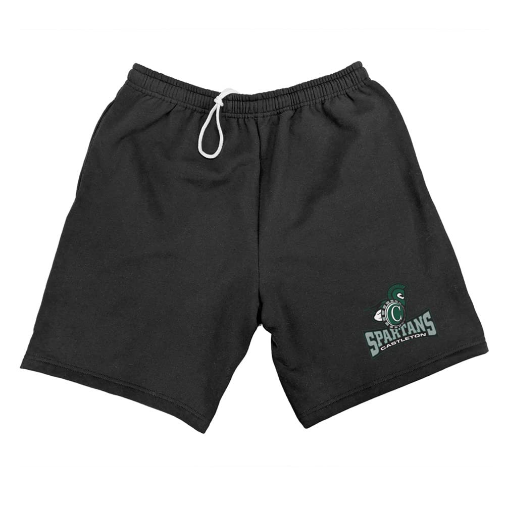 Campus Lab Castleton University Mens Sweat Shorts Primary Logo, Black, Small