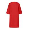BAXLIMEK Cotton Linen Dresses for Women,2023 Spring Summer Casual Loose V Neck 3/4 Sleeve Midi Dress,Trendy Elegant Plain Boho Beach Dress Hawaiian Vacation Resort Outfits(E-Red,2XL) view 4