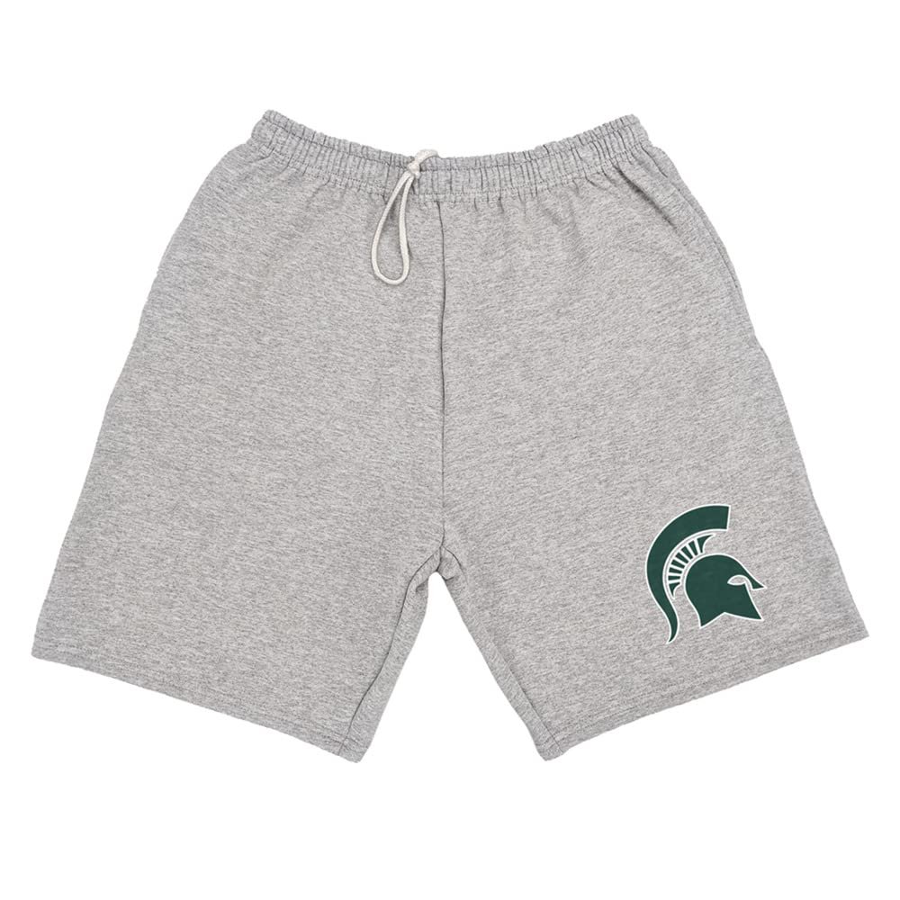 Campus Lab Michigan State University Mens Sweat Shorts Primary Logo, Athletic Heather, Medium