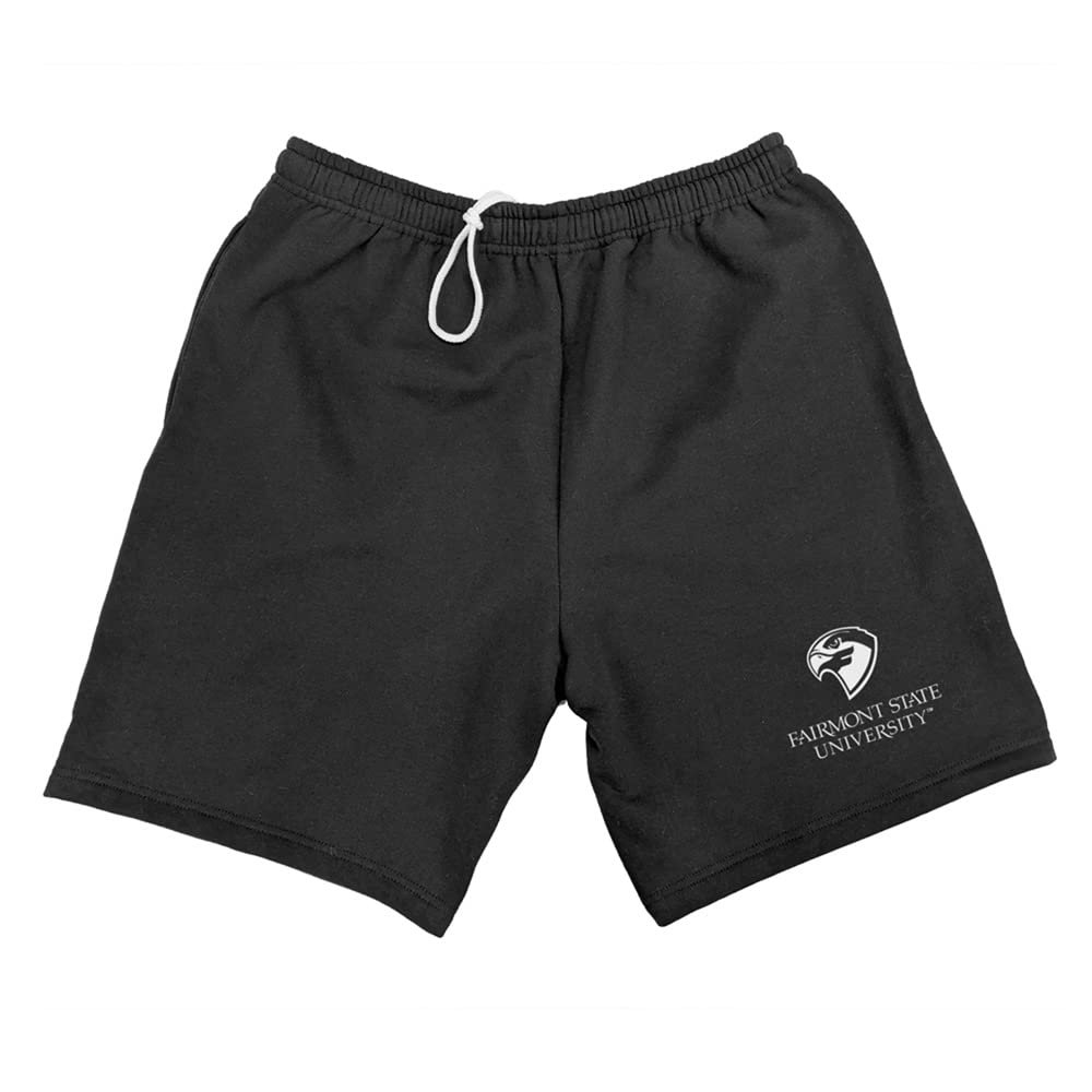 Campus Lab Fairmont State University Mens Sweat Shorts Primary Logo, Black, Large
